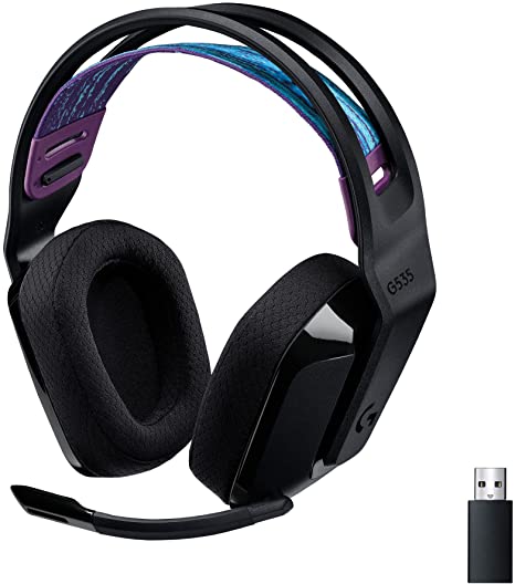 Logitech G535 Lightspeed Wireless Gaming Headset - Lightweight on-Ear Headphones, flip to Mute mic, Stereo, Compatible with PC, PS4, PS5, USB Rechargeable - Black