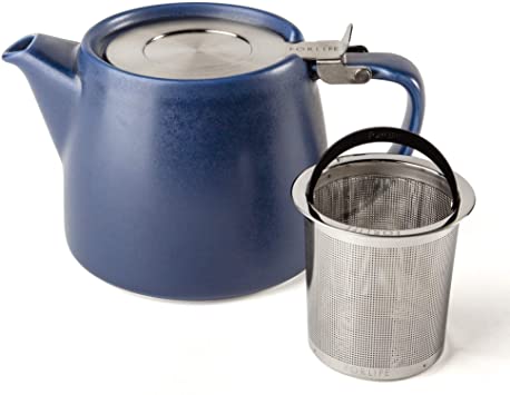FORLIFE Artisan Collection Stump Teapot with Basket Infuser 18 oz. (Indigo)
