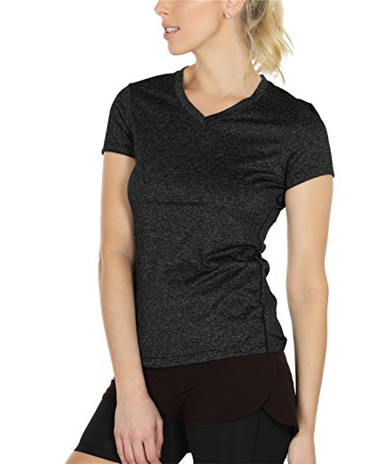 icyZone Workout Shirts Yoga Tops Activewear V-Neck T-shirts for Women Running Fitness Sports Short Sleeve Tees