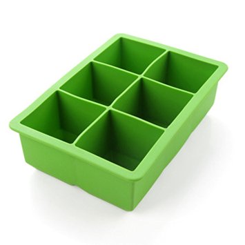 iNeibo Kitchen Silicone Large Ice Cube Tray, Ice Mold, Make 6 Piece Jumbo Ice Cube For Cool Drinks (green)