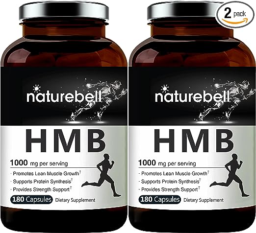 NatureBell 2 Pack HMB Capsules (Beta-Hydroxy Beta-Methylbutyrate), 1000mg Per Serving, 360 Counts, Supports Lean Muscle Mass, Premium HMB Supplements, Non-GMO