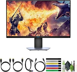 Dell S-Series 27-Inch S2721DGF Gaming Monitor 1440P QHD 2560 x 1440 at 165Hz Resolution 16:9 1Ms Response time, NVIDIA G-Sync, Game Monitors Bundle (Renewed)