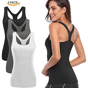 TELALEO Tank Tops for Women, Womens V-Shape Workout Tank Tops Clothes for Women Yoga Basic Running 3 Pack