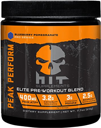 HIT Supplements Peak Perform Pre Workout Supplement with Peak ATP, Blueberry Pomegranate, 30 servings
