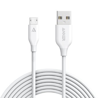 Anker PowerLine Micro USB (10ft) - The World's Fastest, Most Durable Charging Cable, with Kevlar Fiber and 10000  Bend Lifespan for Samsung, Nexus, LG, Motorola, Android Smartphones and More (white)