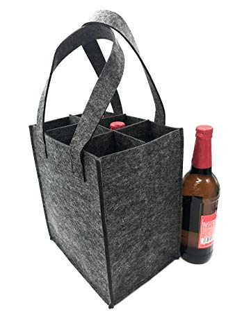 iZoeL Wine Bottle Carriers Tote Bag Reusable Washable with Removable Divider Feltbag for 6 Bottles