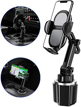 Car Cup Holder Phone Mount, SPARIN [Upgraded] Adjustable Car Phone Mount Cup Holder for iPhone 11/11 Pro / 11 Pro Max/X, Samsung Galaxy S20/S10/S9 Note 10/9/8, Google, GPS and More, Black
