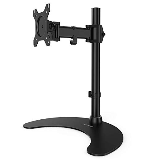 Alloyseed Single Monitor Desk Stand Mount, LCD Display Arm, Free Adjustable Tilt, Swivel, Rotation Fits for 13 to 27 Inch Screens up to 25 lbs, C Stand with Integrated Cable Management