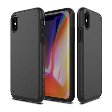 iPhone X Case, Patchworks [Chroma Series] Hybrid Soft Inner TPU Hard Matte Finish PC Back Cover Military Grade Drop Tested Dual Layer Case for iPhone X / 10 (2017) - Black