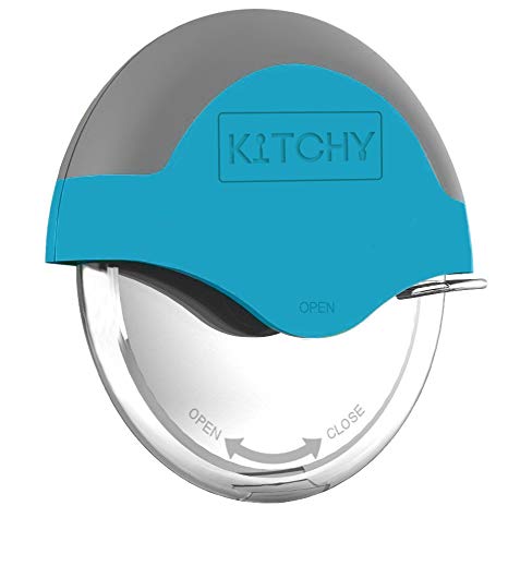 Kitchy Pizza Cutter Wheel with Protective Blade Guard, Super Sharp and Easy To Clean Slicer, Stainless Steel (Blue)