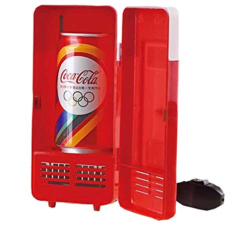 Mini USB LED PC Car Refrigerator Fridge Beverage Cola Drink Cans Food Cooler Warmer (Red)