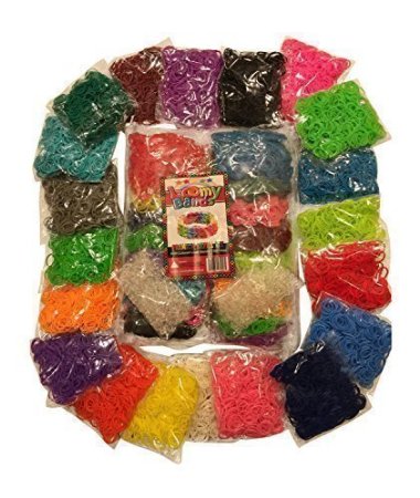 MASSIVE 8500pc Premium Loom Bands Refill Kit 20 Beautiful Rainbow Colors & Styles Including Neon Glow in the Dark 500 Clips Included! Fill up your Loom Bands Organizer today!