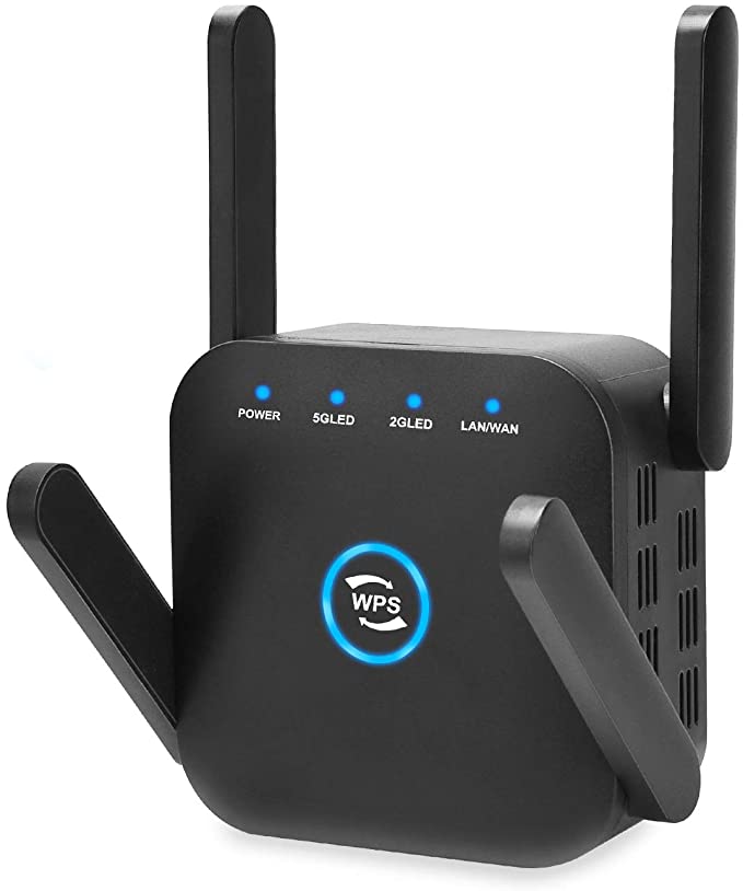 Whew WiFi Extender Signal Booster, 1200Mbps Wireless Internet Amplifier, Dual Band 2.4G & 5Ghz WiFi Extender, 4 Antennas Full Coverage with Ethernet Port and WPS, Ap Repeater Mode
