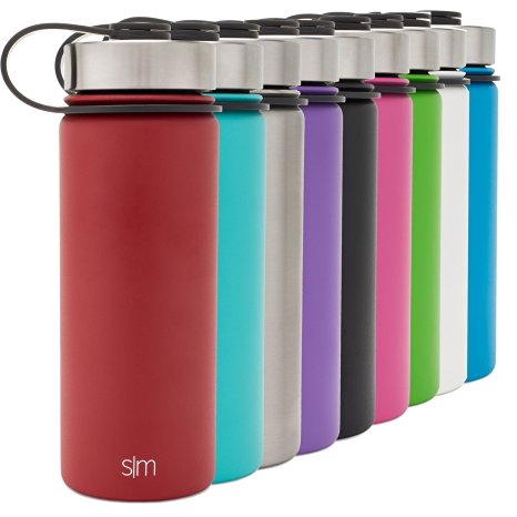 Simple Modern Vacuum Insulated Stainless Steel 18oz Water Bottle - Summit Wide Mouth Thermos - Double Walled Flask - Powder Coated Hydro Canteen