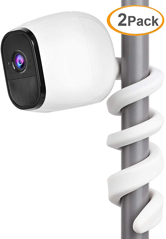 2 Pack Flexible Twist Mount for Arlo Pro 2, Arlo Ultra, Arlo Pro,Arlo Baby, Arlo Pro 3, Arlo Go,Arlo Wall Mount Bracket,Attach Your Arlo Camera Wherever You Like Without Any Tools - White