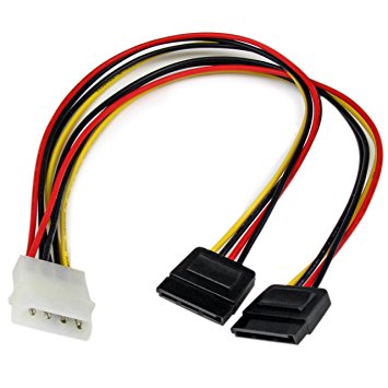 StarTech.com 12-Inch LP4 to 2x SATA Power Y Cable Adapter