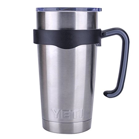 Tumbler Handle for 20 oz Yeti Rambler Cooler Cup, Rtic Mug, Sic, Ozark Trail Grip and more (20 Oz, Black)