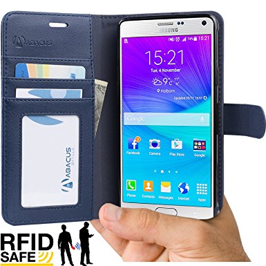 Note 4 Case, Abacus24-7 RFID Blocking Identity Theft Protection Wallet, Blue