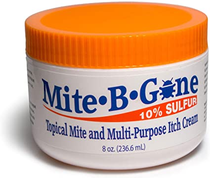 Mite-B-Gone 10% Sulfur Cream Itch Relief from Mites, Insect Bites, Acne, and Fungus (8oz) Fast and Effective at Removing Human Mites with an All-Natural Blend of Anti-Inflammatory Ingredients