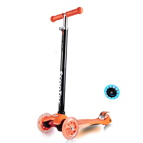 Nclon Scooter Children Scooters Flash led wheels,from 3-12 Years Bright Load Capacity up to 75kg Boys Girls Scooter-Orange