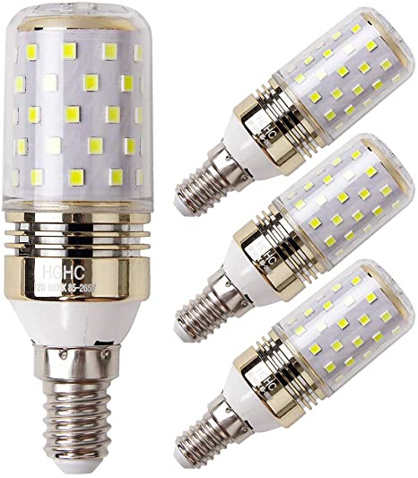E14 LED Corn Bulbs 12W, 100W Incandescent Bulbs Equivalent, 6000K Daylight White Candelabra E14 SES Bulbs, 1200Lm, Small Edison Screw LED Light Bulbs, Non-Dimmable, (4 Packs) (E14-12W-6000K-(4PACK))