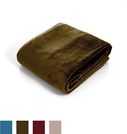 Lavish Home Super Soft Flannel Blanket, Twin, Brown