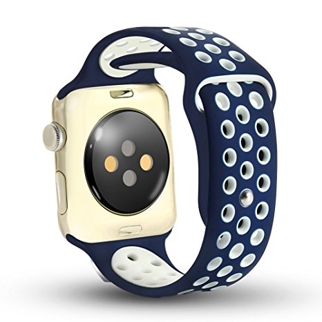 Apple Watch Band - Ostart Soft Silicone Nike  Sport Style Replacement iWatch Strap band for Apple Wrist Watch (42mm Blue White)