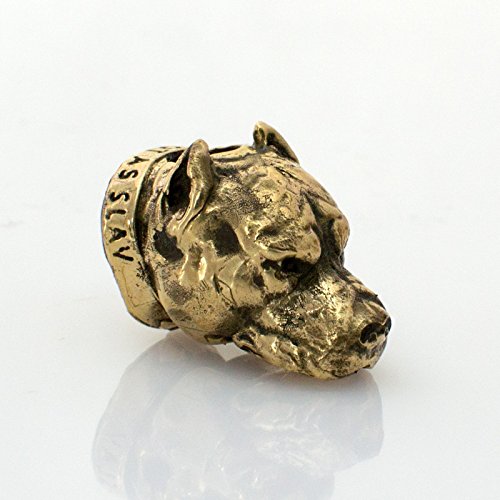 Cool Pit Bull Paracord Beads for Making DIY Bracelet or EDC Lanyard - Unique Design - Hand-Cast in Solid Brass, Blackened & Polished