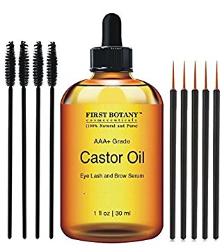 100% Pure Organic Castor Oil Hexane free - Great for Eyelashes, Hair, Eyebrows, Face and Skin , Hair Growth & Best Moisturizer for Skin & Hair with Treatment Applicator Kit, 1oz (30ml)