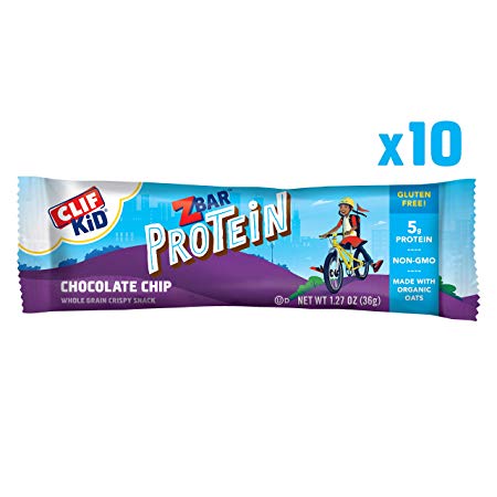 CLIF KID ZBAR - Protein Snack Bar - Chocolate Chip (1.27 Ounce Bar, 10 Count) (packaging may vary)