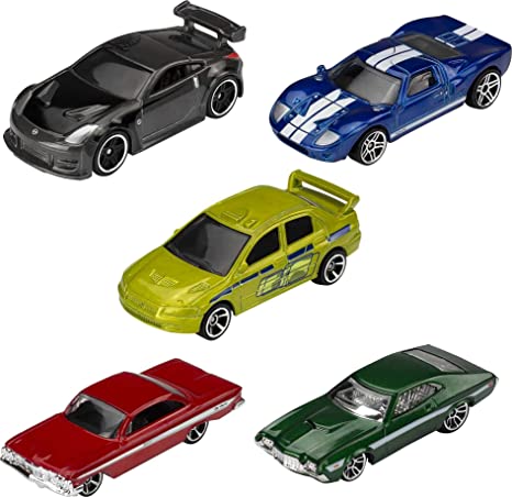 Hot Wheels Fast & Furious 5-Pack 1:64 Scale Cars Exclusive Deco Great Collectible for All Ages