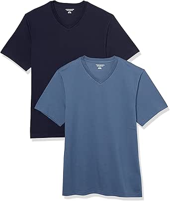 Amazon Essentials Men's Regular-Fit Short-Sleeve V-Neck T-Shirt (Available in Big & Tall), Pack of 2