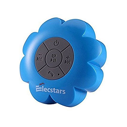 Elecstars Bluetooth Shower Speaker, Water Resistant Wireless 4.0 Speaker with Wireless Handsfree Portable Speakerphone, Control Buttons and Dedicated Suction Cup for Beach, Pool, Kitchen & Home (Blue)