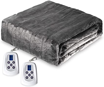 Electric Heated Blanket King Size Heating Throw Blanket with 10 Heating Levels & 10 Hours Auto Shut Off, Machine Washable, Warm Comfort Blanket for Home Office Bed Sofa, 100" x 90", Grey