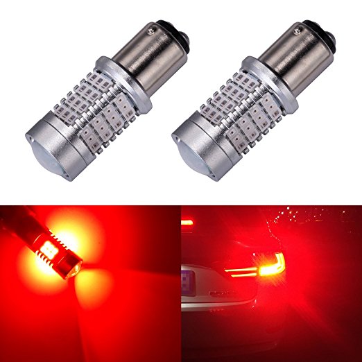 ENDPAGE 1157 2057 2357 7528 BAY15D LED Bulb 2-pack, Brilliant Red, Extremely Bright, 54-SMD with Projector Lens, 10-30V, Work as Brake Lights, Tail Lights, Turn Signal Blinkers