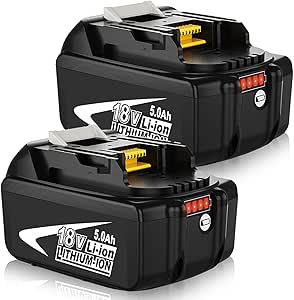 Dosctt 2X BL1850B 18V 5000mAh Batterie de Remplacement pour Makita 18V Batterie BL1850 BL1860B BL1860 BL1840B BL1840 BL1830 BL1835 BL1845 avec indicateur LED