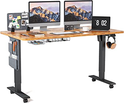 MAIDeSITe Electric Standing Desk Height Adjustable Standing Desk Sit Stand Desk Stand Up Desk with Drawer and 140 * 70cm Desktop for Home Office