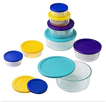 Pyrex 634934453962 1110141 18pc Glass Food Storage Lids (18 Piece Set Multi Color), pc, Multicolor