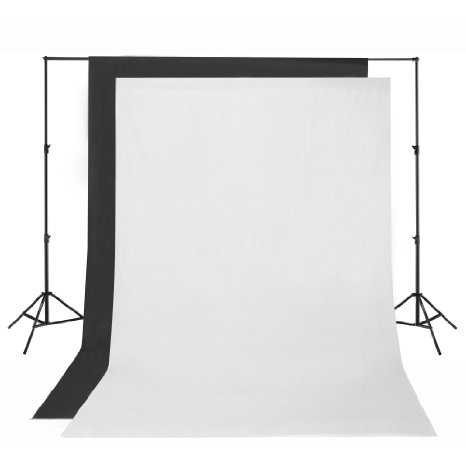 Square Perfect 2025 Sp2750 Premium Professional Quality Photography Backdrop Stand with Muslins (White and Black)