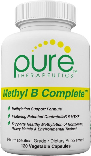 Methyl B Complete - 120 Vegetable Capsules | Methylated B Complex | Featuring Patented Quatrefolic 5-MTHF | Provides: 5-Methyltetrahydrofolate (active folate), Pyridoxal 5'-Phosphate (active B6), Methylcobalamin (active B12), Riboflavin 5'-Phosphate (active vitamin B2), & Trimethylglycine (TMG) | Pharmaceutical Grade