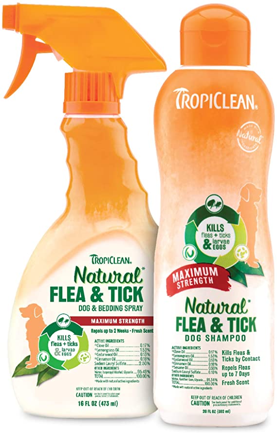 TropiClean Natural Flea & Tick Shampoos for Dogs, Made in USA