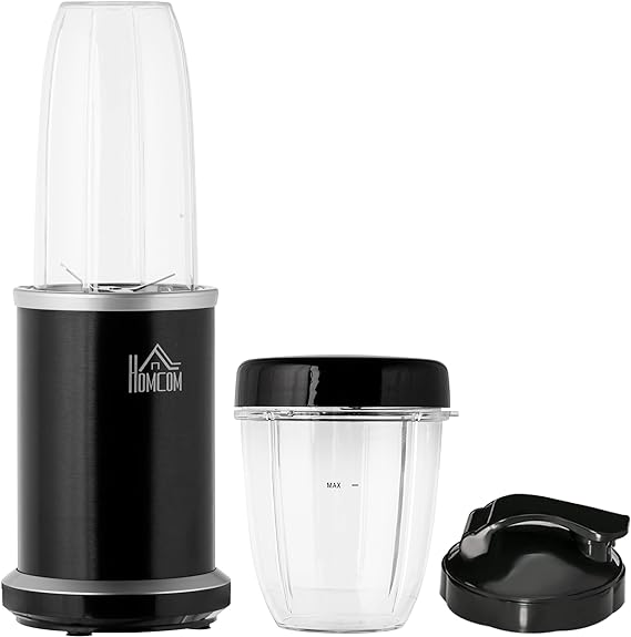 HOMCOM Blender compact 2 en 1-1000 W avec 2 bols amovibles 700ml et 350ml et couvercles