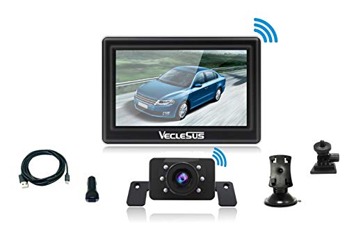 VECLESUS M1W Wireless Backup Camera Kit, 4.3 Inch Wireless Backup Monitor Screen and Latest Starlight Night Vision, 149° Perfect Viewing Angle Wireless Backup Camera, for Car Rear View Safety Compa