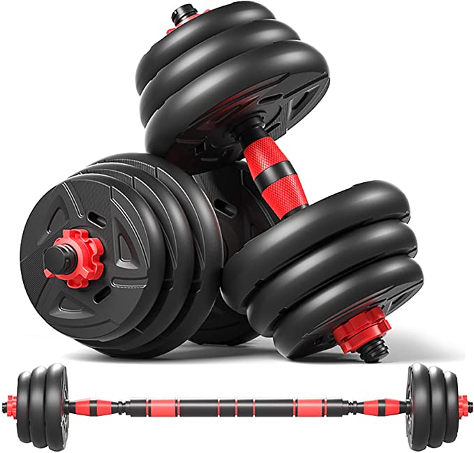 40KG/88Lbs Adjustable Weights Dumbbells Set,Fitness Home Gym for Men and Women,2 in 1 Strength Training Barbell Set Equipment ZNT-179