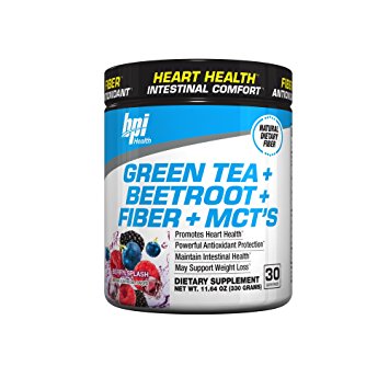 BPI Sports Health Green Tea Plus Beetroot Plus Fiber Plus MCT's, Berry Splash, 11.64 Ounce