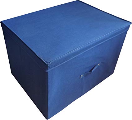 Neusu Heavy Duty Super Jumbo XXL Foldable Storage Box - Attached Lid - 60cm x 45cm x 40cm (100 Litre Capacity) - Pack of One, Blue