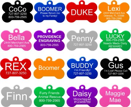 Pet ID Tags  8 Shapes and Colors to Choose From  Dog Cat Aluminum