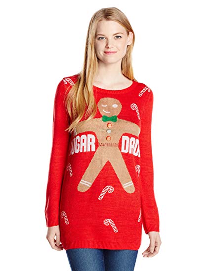 Isabella's Closet Women's Sugar Daddy Gingerbread Ugly Christmas Tunic Sweater