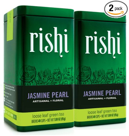 Rishi Tea Organic Jasmine Pearl Loose Tea, 3 Ounce Tin (Pack of 2)