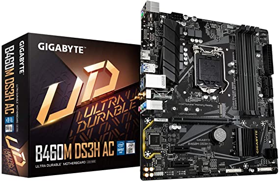 Gigabyte B460M DS3H AC (LGA1200/Intel/B460/Micro ATX/M.2/SATA 6GB/s/USB 3.2 Gen 1/ HDMI/Intel 802.11ac/Motherboard)